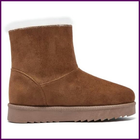 Women's Suede Ankle Boots with Faux Fur Lining Memory Foam Slip Resistant - Picture 4 of 8